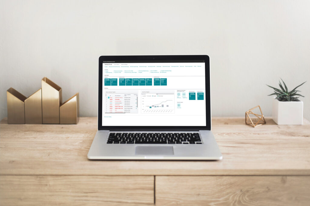 Laptop mit dem ERP-System Microsoft Dynamics 365 Business Central